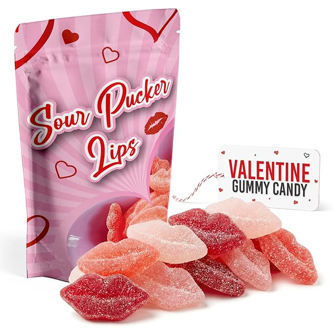 NY Spice Shop Valentine Sour Pucker Gummies - 8 Ounce Lip Shaped Gummies - Fruit Flavor Gummy For... | Amazon (US)