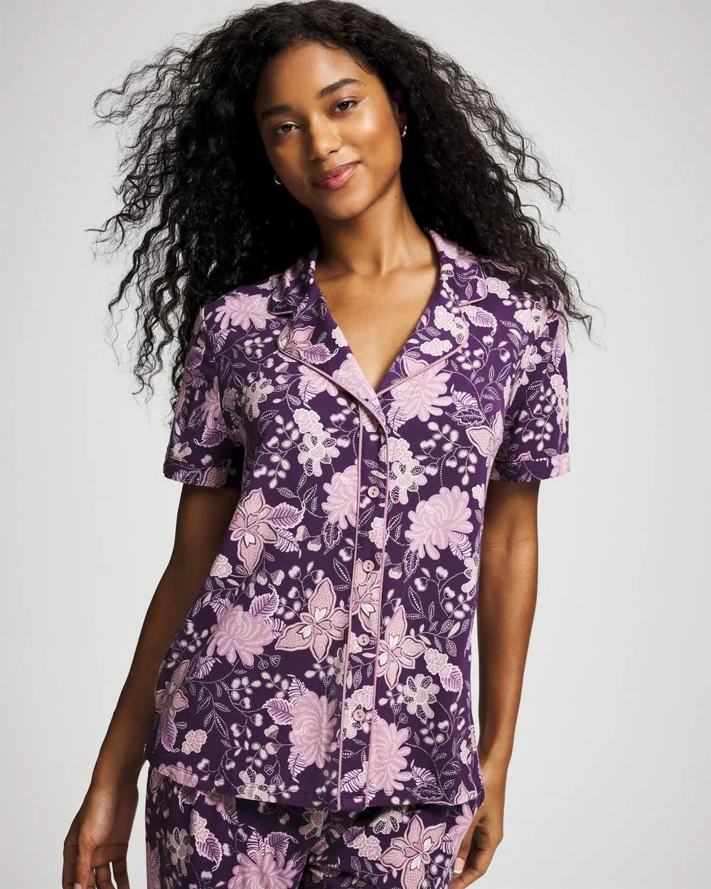 Short Sleeve Notch Collar Pajama Top | Soma | SOMA
