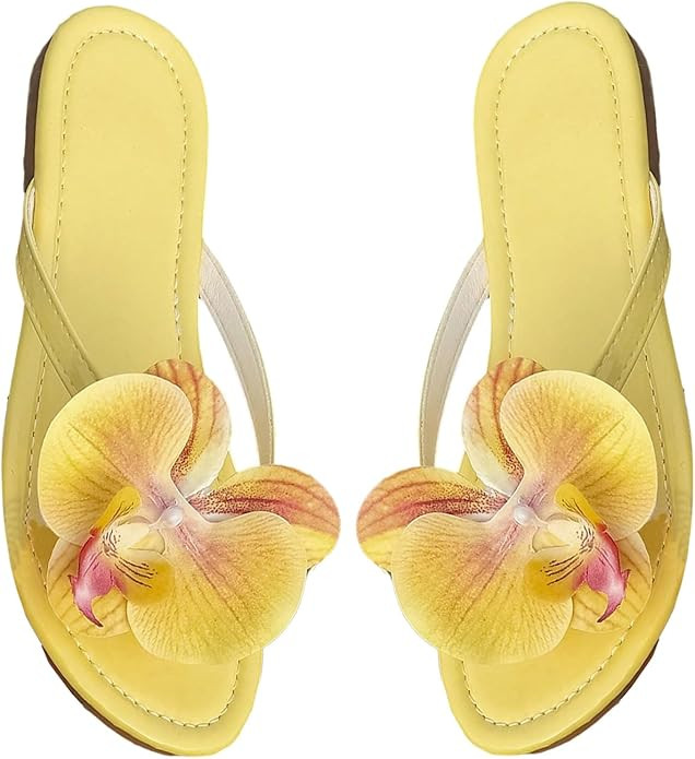 GORGLITTER Women's 3D Floral Flip Flops Flat Sandals Dressy Flower Open Toe Thong Slides Summer V... | Amazon (US)