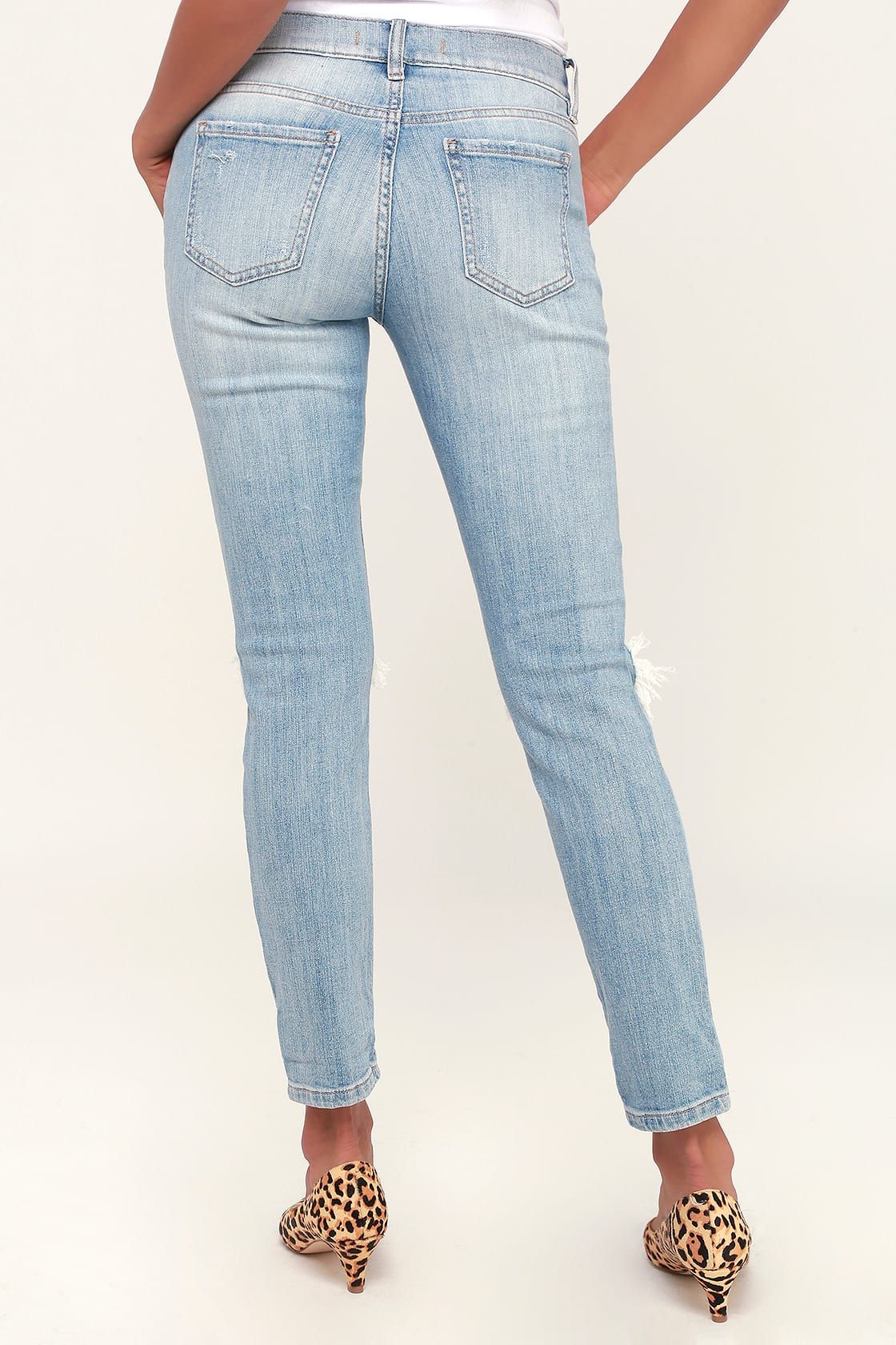 Sasha Light Blue Distressed Low-Rise Skinny Jeans | Lulus (US)