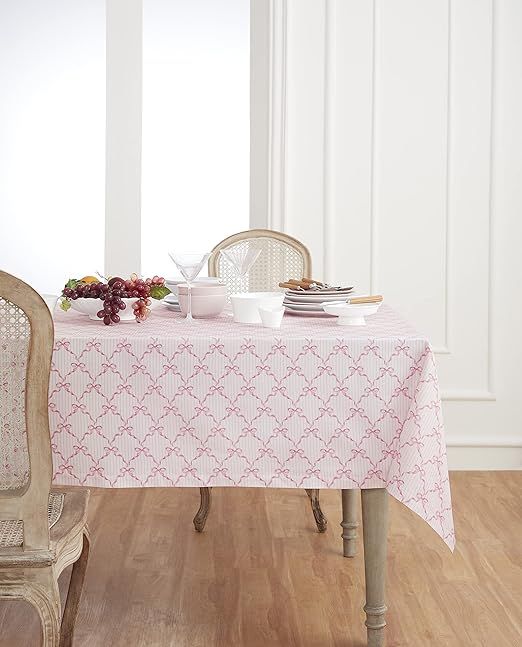 Solino Home Bows Print Cotton Tablecloth – 60 x 120 Inch Pink – 100% Cotton Rectangle Tablecl... | Amazon (US)