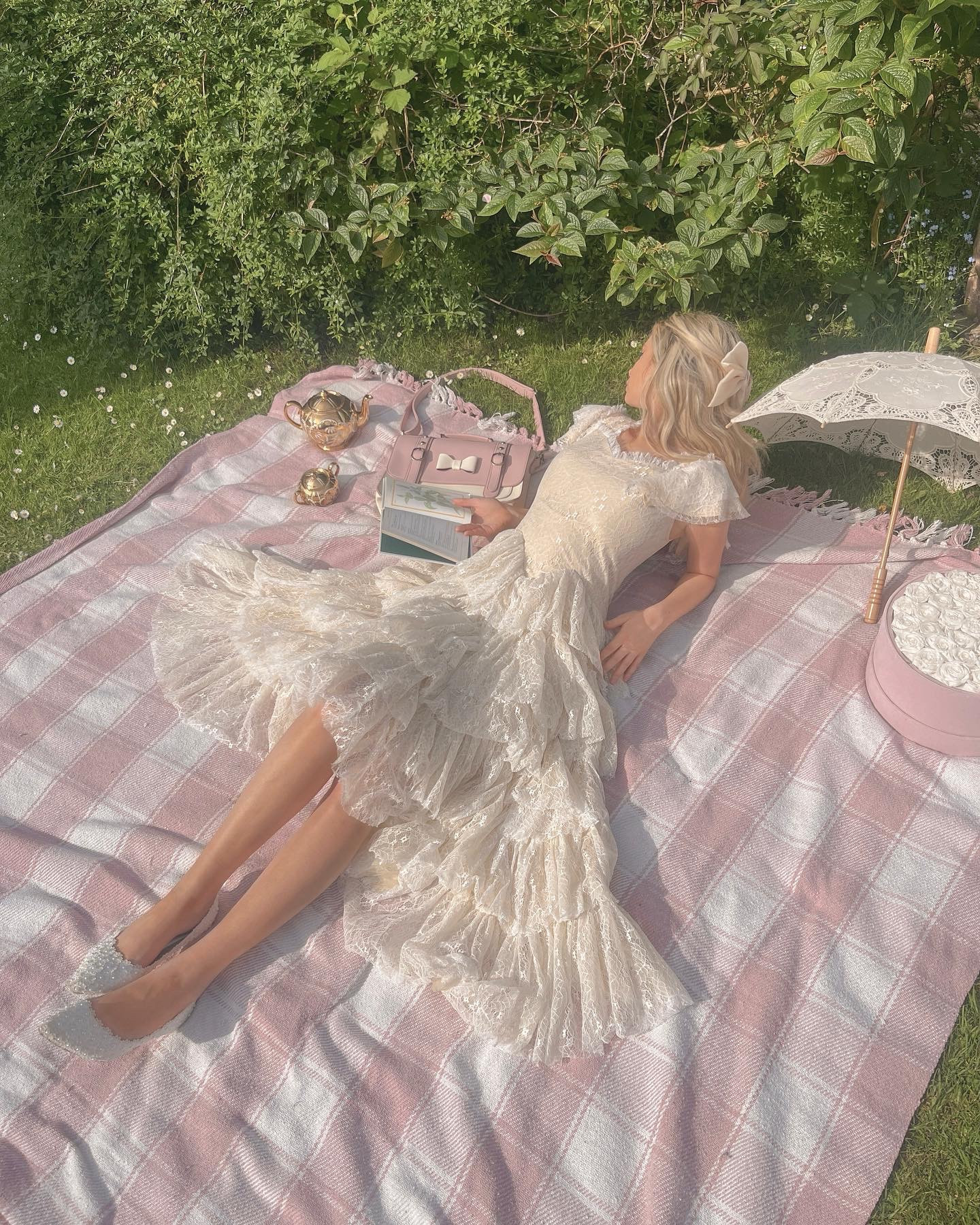 spring picnicing in JessaKae - grab 15% off until Wednesday with my code butttacup_15! 🌸 wearing a size S in the Mia dress in Champagne 🤍 #coquette #princess #cottagecore

#LTKspring #LTKsummer #LTKwedding