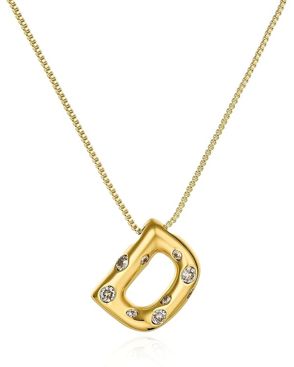 Cicy Bell Initial Necklace for Women 14k Gold Plated Cubic Zirconia Trendy Personalized Dainty Le... | Amazon (US)