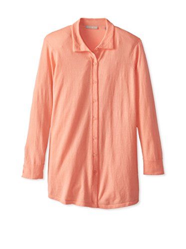 Cotton Addiction Knit Button-Up Shirt - Coral | MY HABIT