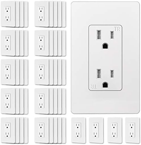 (50 Pack) CML Decor Recetpacle Outlet, Tamper Resistant, 15A/125V, Screwless Wallplate Included, ... | Amazon (US)