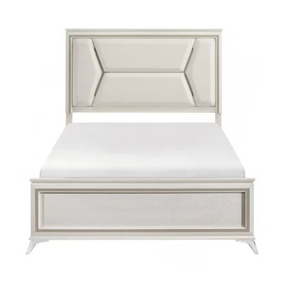1Pc Premium Queen Bed Upholstered Headboard With LED Lighting Wooden Bedroom Furniture Antique White Finish | Wayfair North America