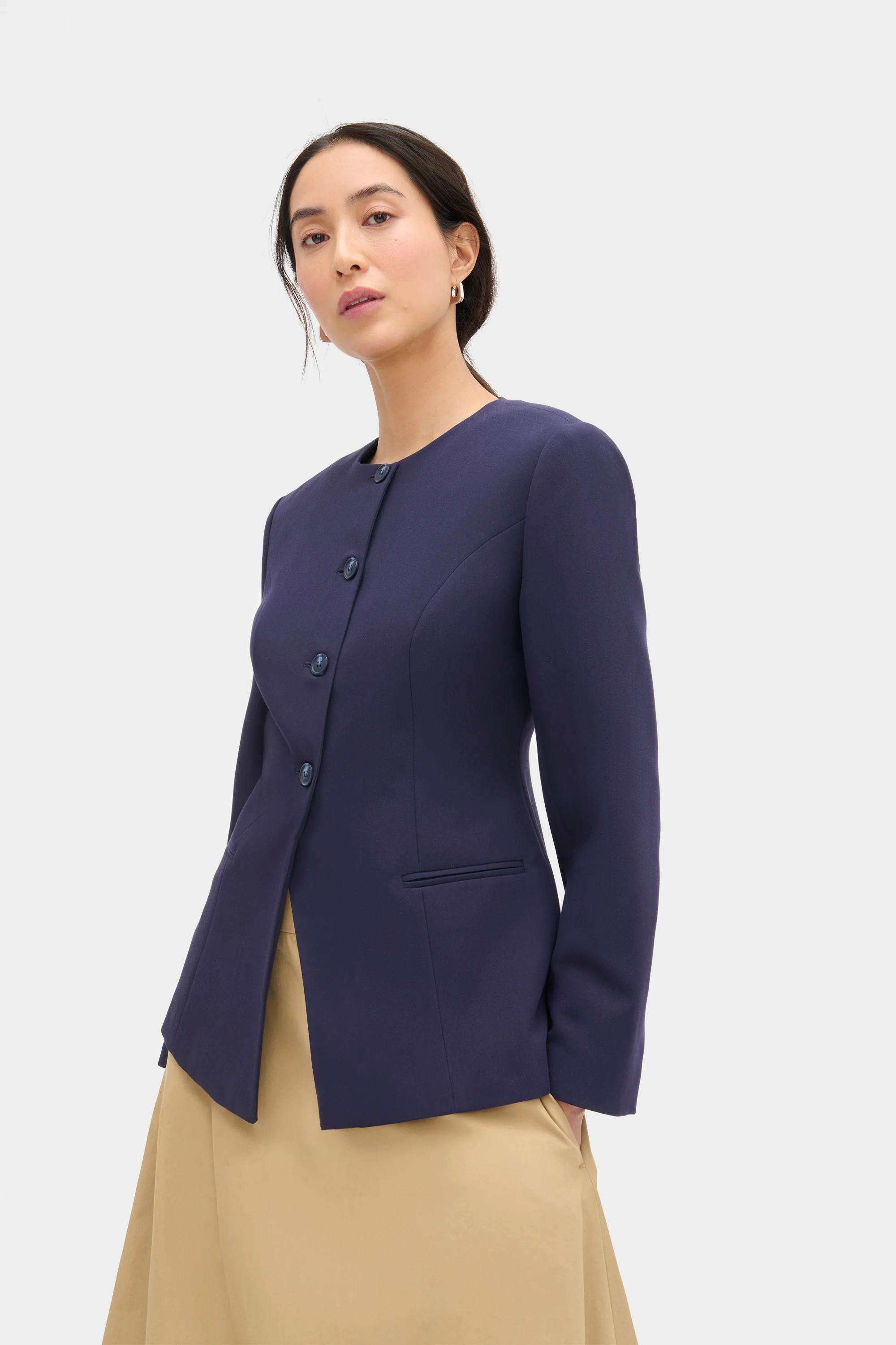 ALIGNE Waisted Blazer - Navy | Daphne | ALIGNE USA
