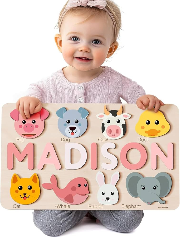 | Personalized Name Puzzle – 12 Theme Mixes: Safari, Farm & Woodland | Handmade Wooden Toy for ... | Amazon (US)