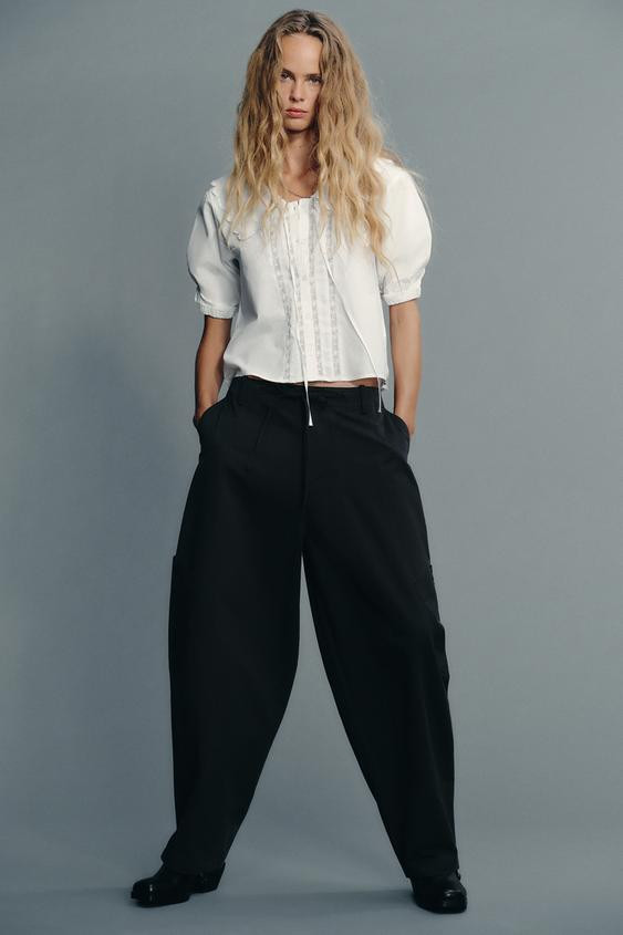 EMBROIDERED PETER PAN COLLAR SHIRT | Zara US