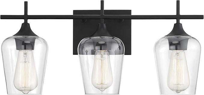 Savoy House 8-4030-3-BK Octave 3-Light Bathroom Vanity Light in a Black Finish with Clear Glass (... | Amazon (US)