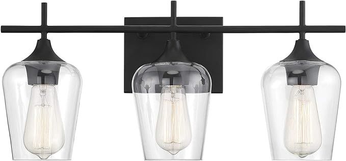 Savoy House 8-4030-3-BK Octave 3-Light Bathroom Vanity Light in a Black Finish with Clear Glass (... | Amazon (US)