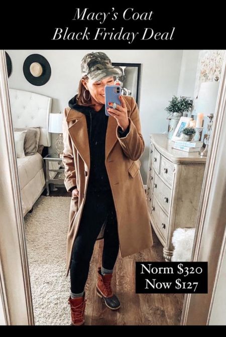 Macy’s Black Friday Deals. Wool coat fits tts, comes in more colors. Normally $320, Now $127

Black Friday, deals, sale, casual outfit, joggers, l.l. Bean boots, winter boots, coats, camel coat, camo hat, Walmart fashion, fashion over 40

#LTKSeasonal #LTKstyletip #LTKsalealert