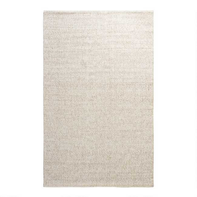 Emilie Ivory Tonal Sweater Wool Area Rug | World Market