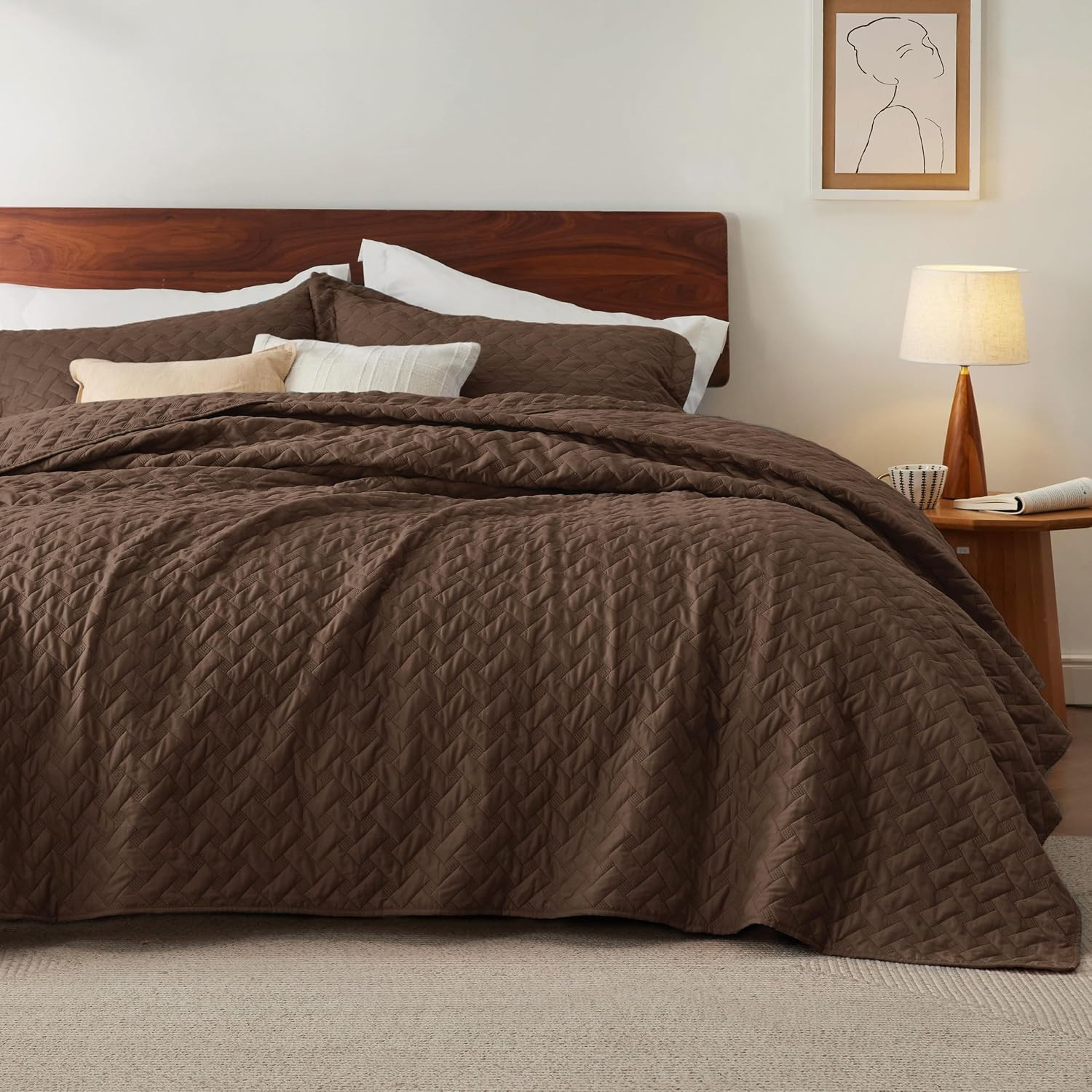 Bedsure Quilts Queen Size, Brown Comforter Set, Lightweight Bedspread | Amazon (US)