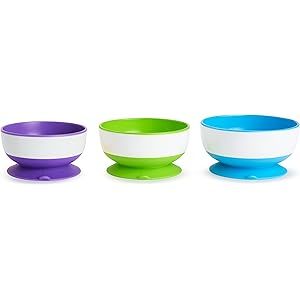 Munchkin Stay Put Suction Bowl,Purple, Green & Blue 3 Pack | Amazon (US)