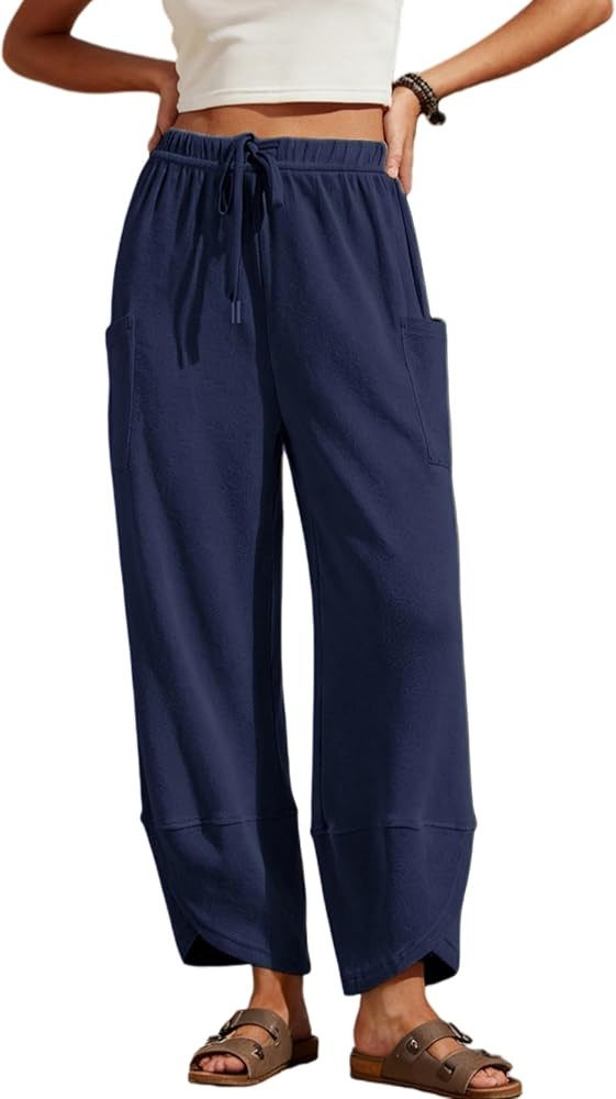 Xiaoxuemeng Womens Wide Leg Sweatpants Elastic Waist Baggy Harem Pants Drawstring Palazzo Sweatpa... | Amazon (US)