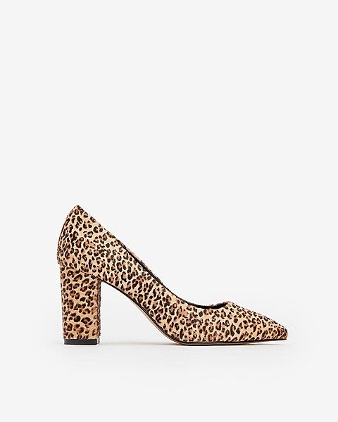 genuine calf hair block heel sutton pumps | Express