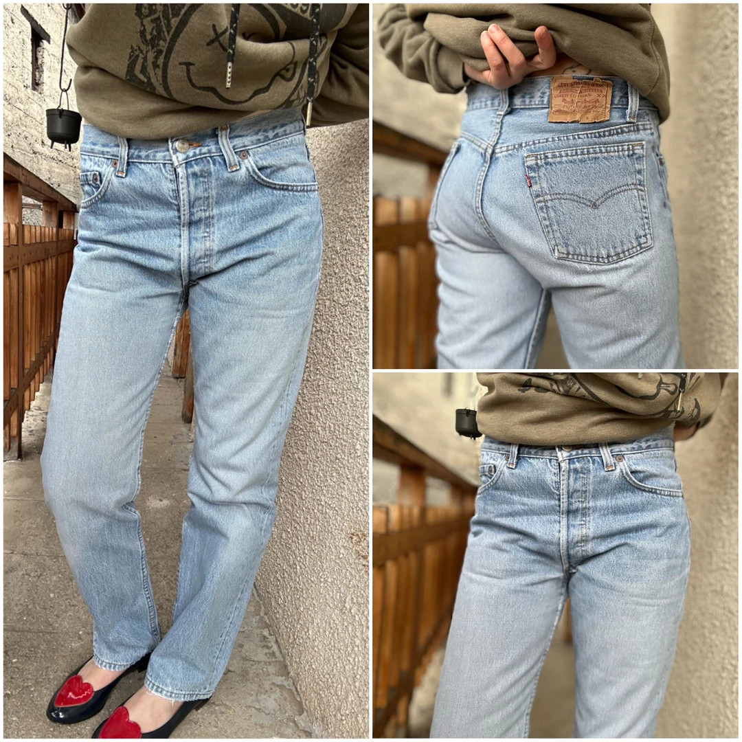 Levis 501 Jeans W28 L30 Vintage Rare 501s Blue Stonewash Faded 90s Levi's Denim Straight Leg Butt... | Etsy (US)