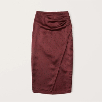 Satin High-Slit Midi Skirt | Abercrombie & Fitch (US)