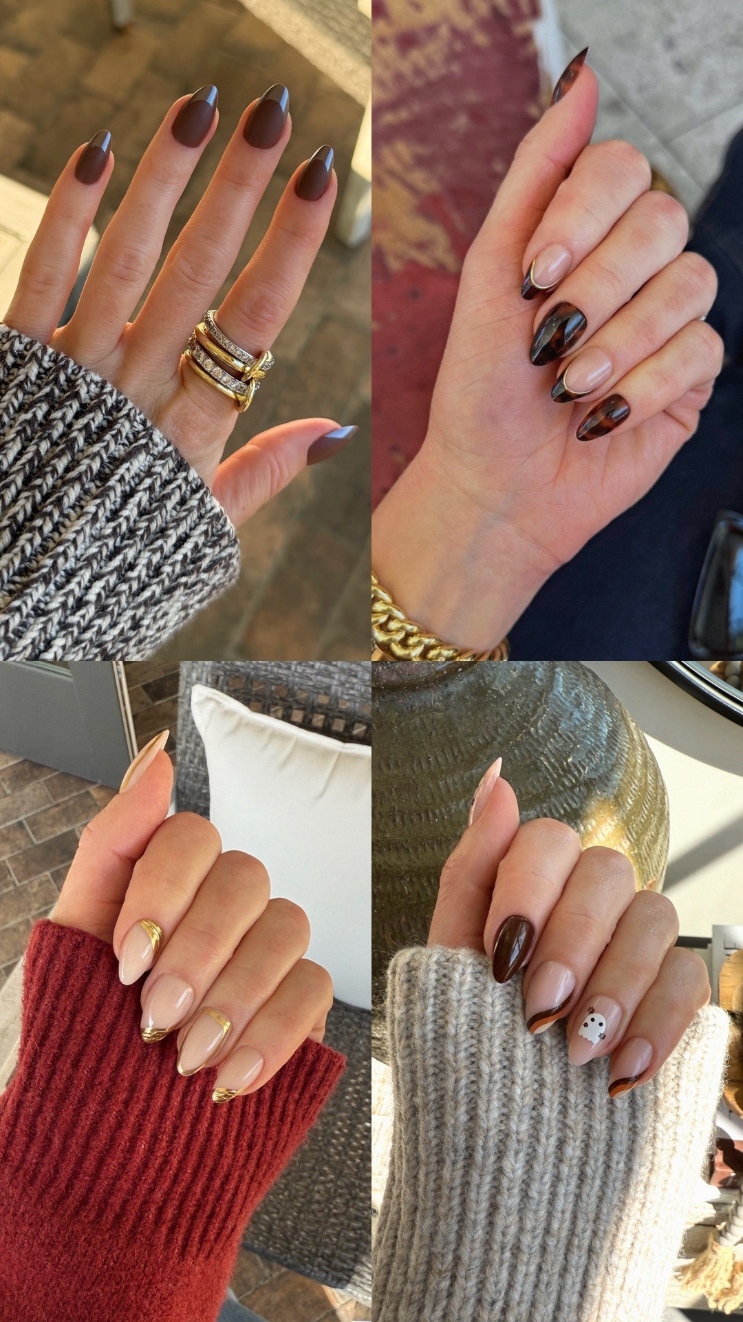 Fall nail trends I’m loving!

1) earthy matte brown
2) pops of tortoise
3) gold accents
3) spooky chic

#LTKHalloween #LTKBeauty #LTKSeasonal