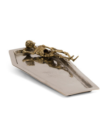 Two Tone Coffin With Skeleton Gold Tone Serving Platter | TJ Maxx