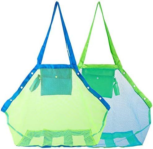 HOMETALL Mesh Beach Tote Bag, Kids Sea Shell Bags,2 Pack Large Beach Toy Bag Away from Sand,Bag T... | Amazon (US)