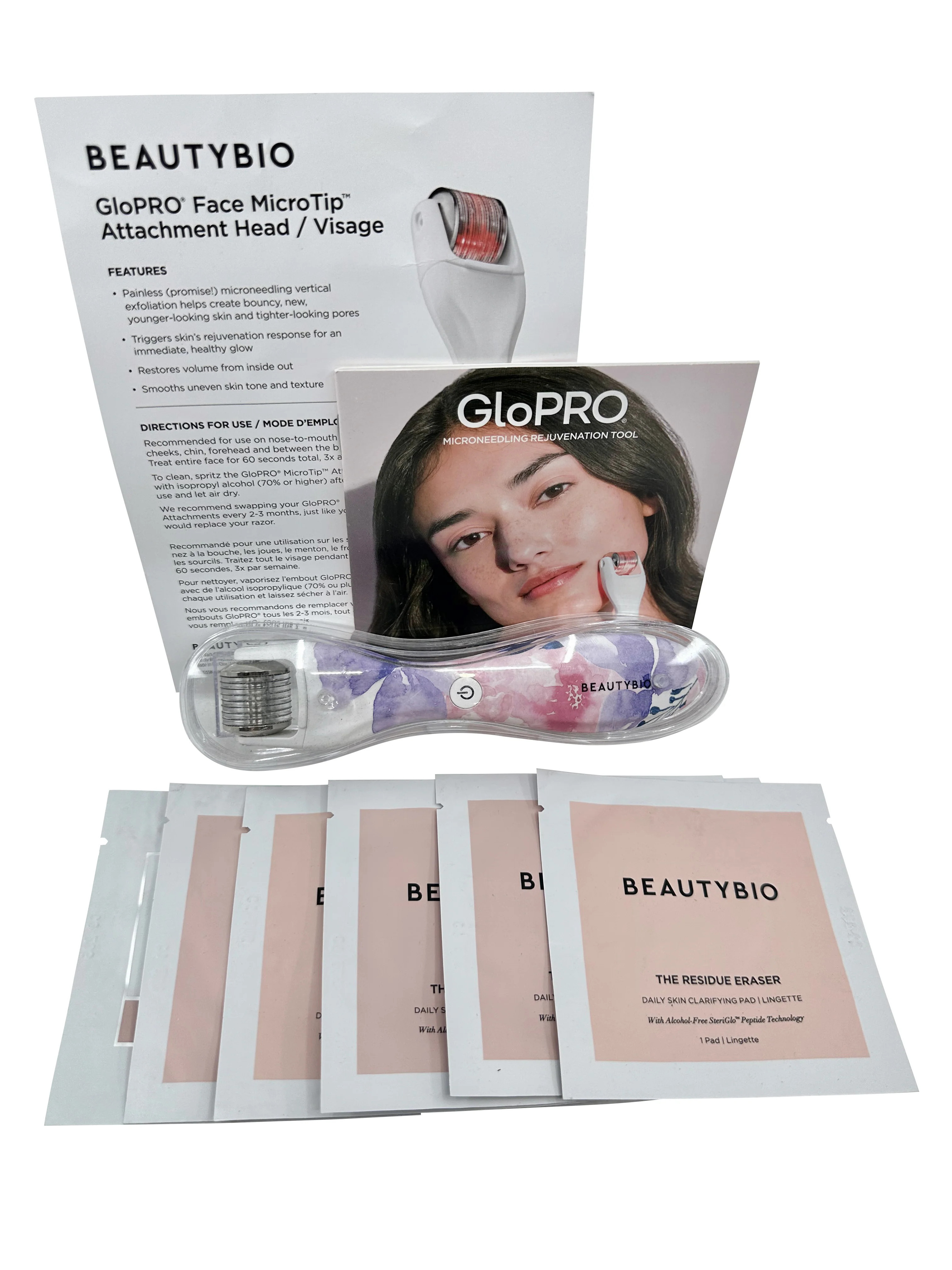 Beautybio GloPro Regen Tool Lavender Floral w/5 Residue Eraser & 1 Skin Prep Pad | Shop Simon