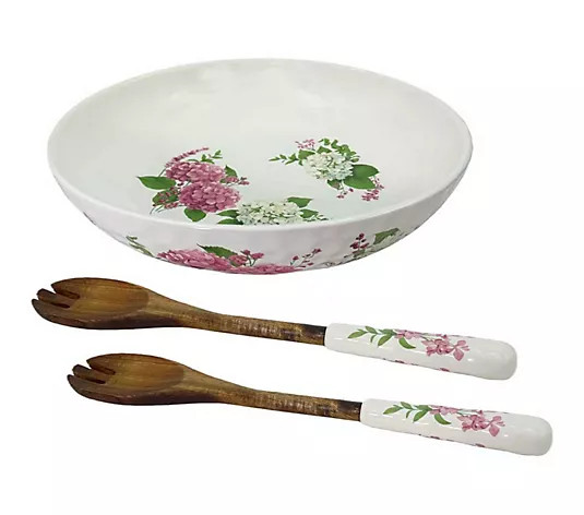 Make Your Selection: Temp-tations Seasonal 4-qt Shallow Serving Bowl w/ Wood Servers | QVC