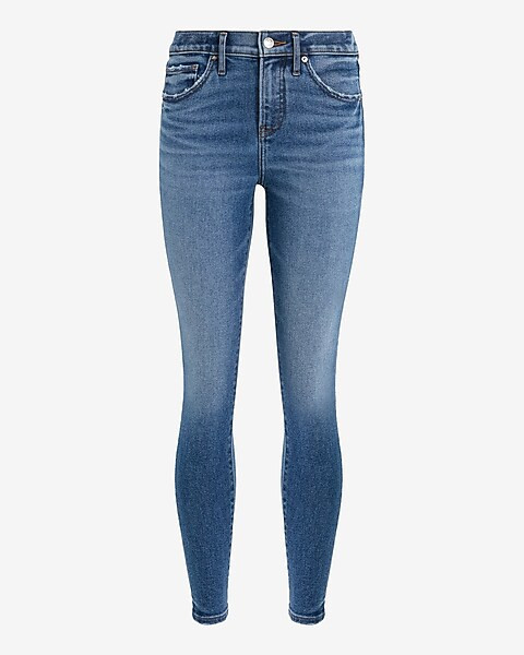 Mid Rise Medium Wash Hyper Sculpt Skinny Jeans | Express