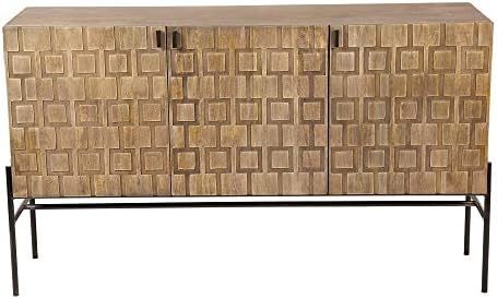 Grandview Designs Iconic Square Patterned 3-Door Buffet Sideboard, 51.5" Wide, Light Mango Wood | Amazon (US)