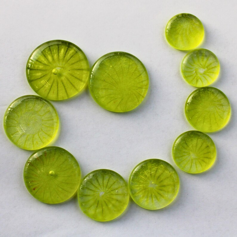 Nubbins in Lemon-lime Starburst | Fused Glass Cabochons | Large Glass Puddles for Jewelry, Mosaic... | Etsy (Global)