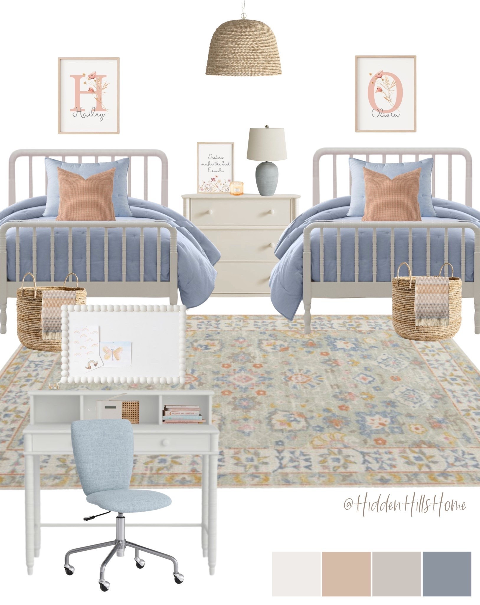 Shared girls bedroom decor, girls room decor mood board, sisters bedroom, cute girls room design #girlsroom

#LTKHome #LTKSaleAlert #LTKKids