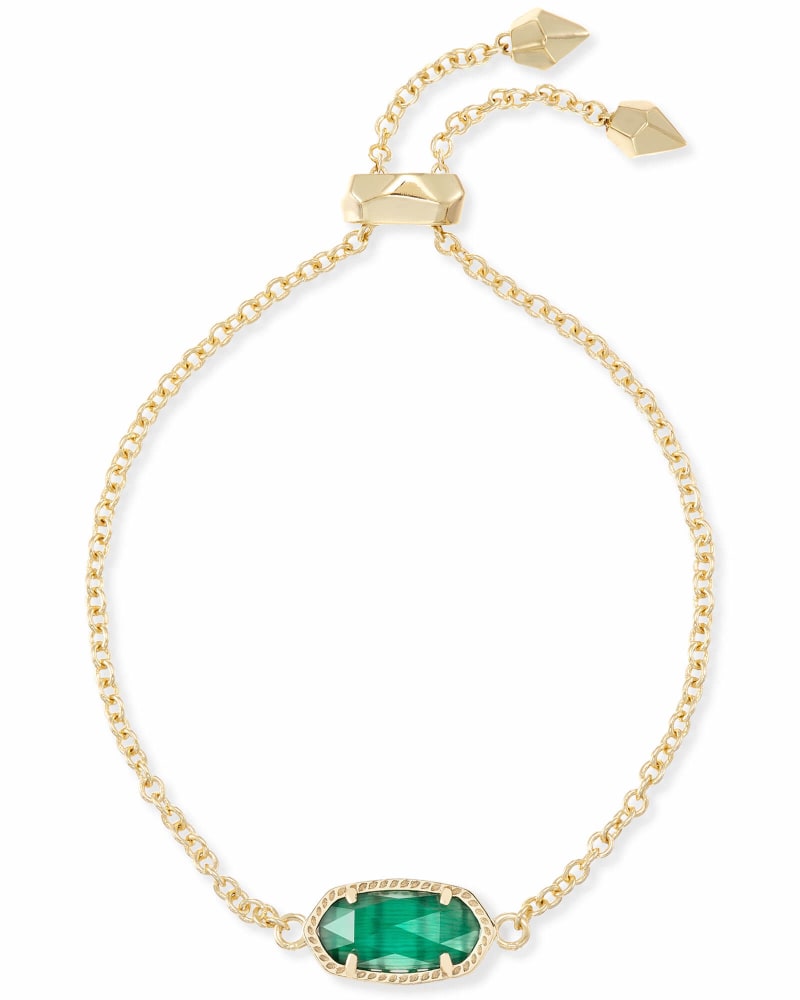 Elaina Gold Adjustable Chain Bracelet in Emerald Cats Eye| Kendra Scott | Kendra Scott