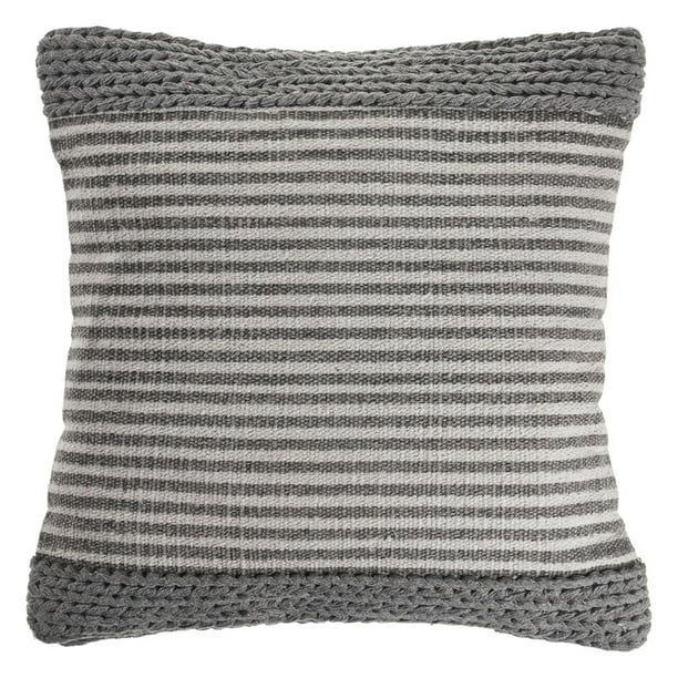 LR Home Farmhouse Striped and Textured Gray / Ivory 20" x 20" Throw Pillow | Walmart (US)