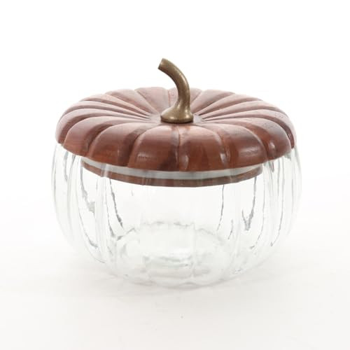 Godinger Pumpkin Storage Jar, Storage Container, Halloween Decor, Pumpkin Decor, with Wood Lid and Brass Accent | Storing Treats, Snacks, and Kitchen Essentials, Large | Amazon (US)