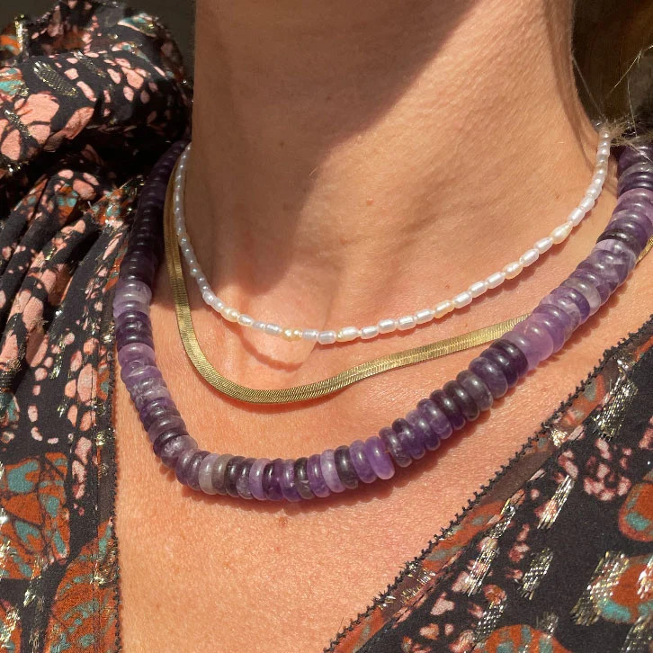 Billie Collar Necklace Purple | Mignonne Gavigan