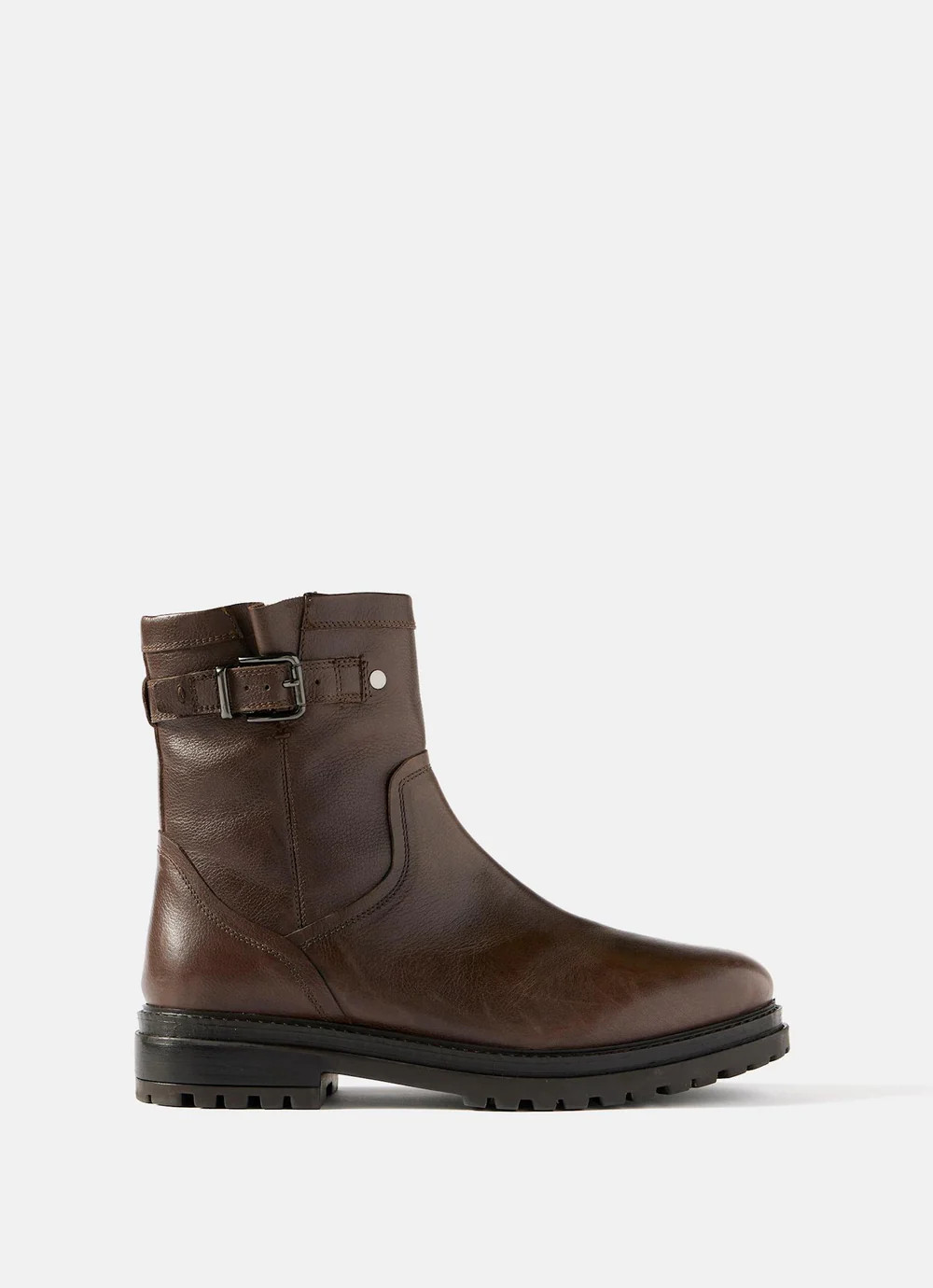 Gia Brown Leather Biker Ankle Boots | Mint Velvet