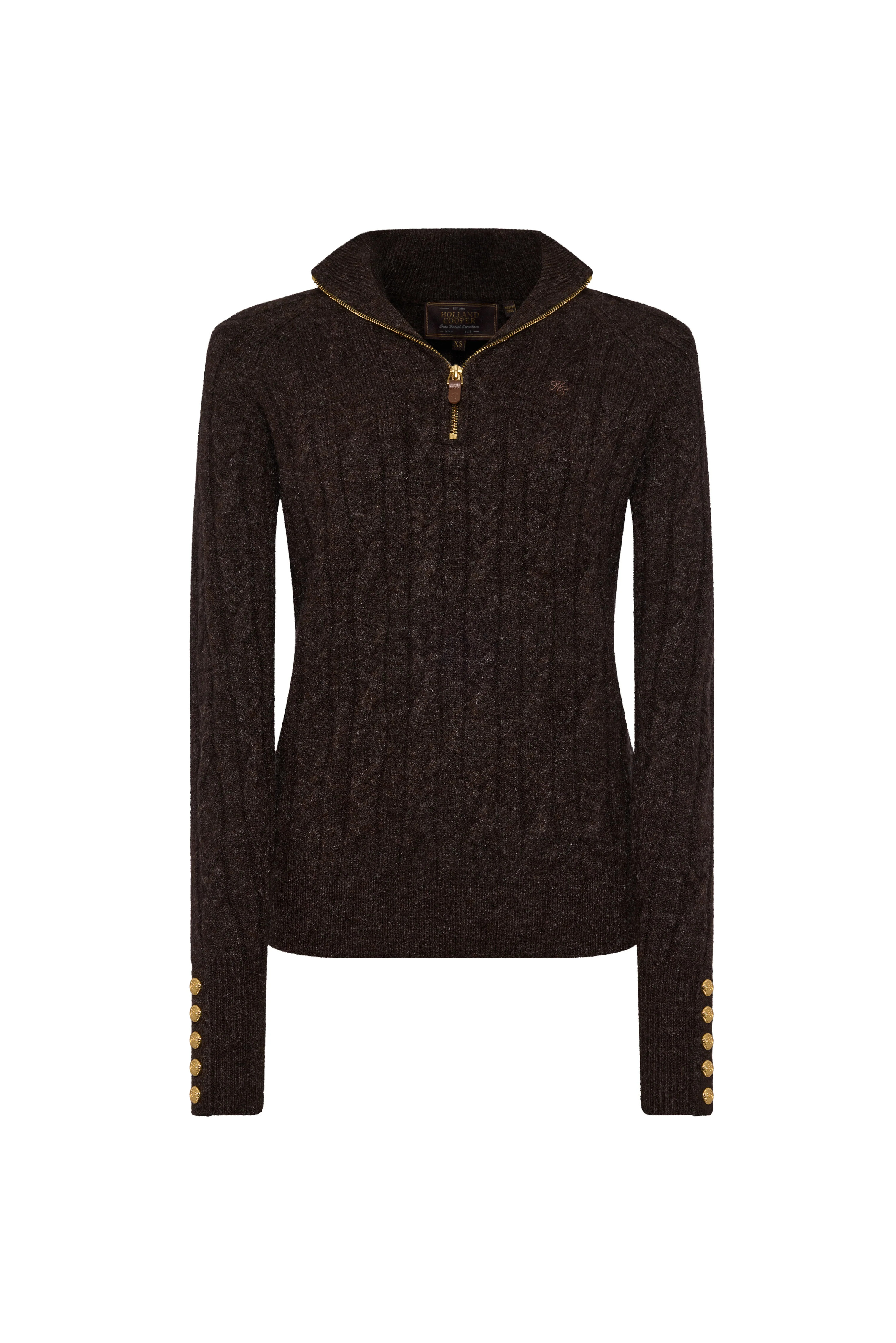 Bridget Quarter Zip Knit (Chocolate) | Holland Cooper