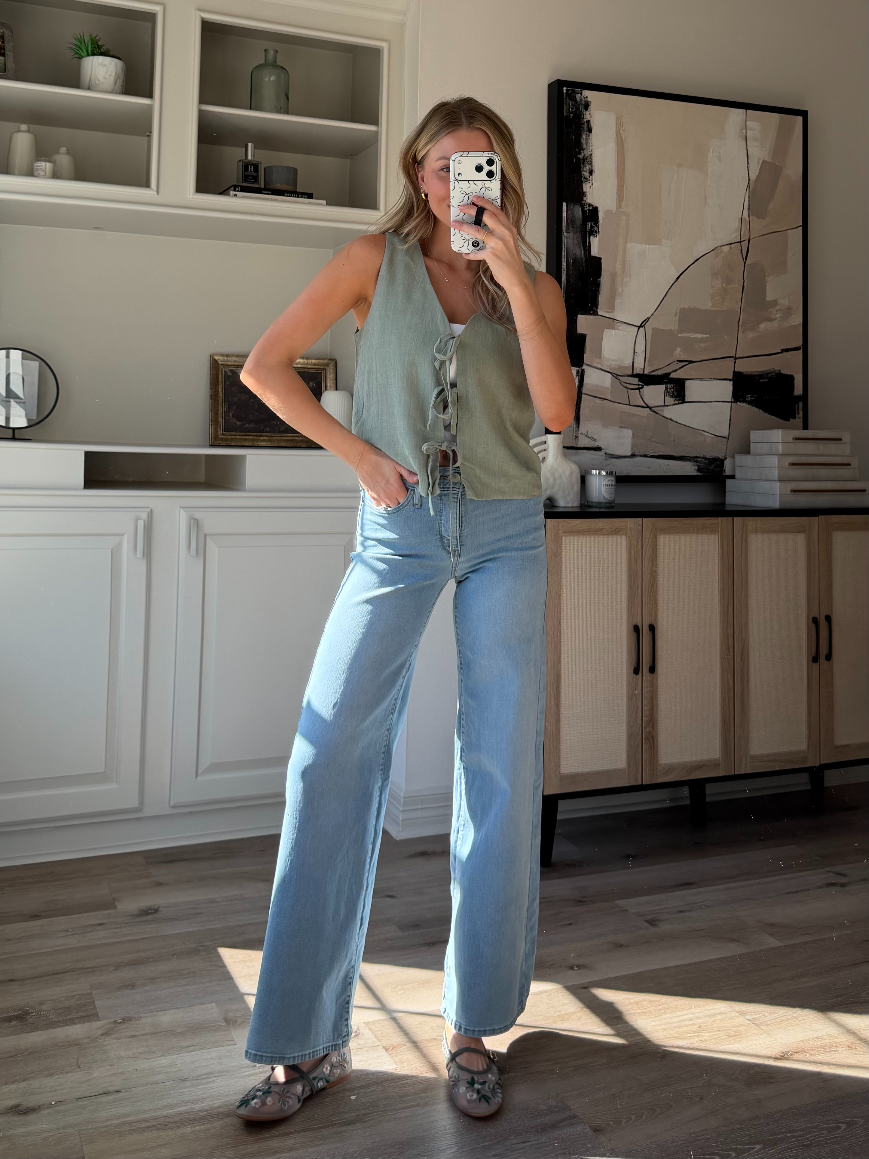 Casual chic look | wearing S in tie top, M in sports bra + 27 in denim 
 

 #LTKootd #LTKmomlife #LTKTall