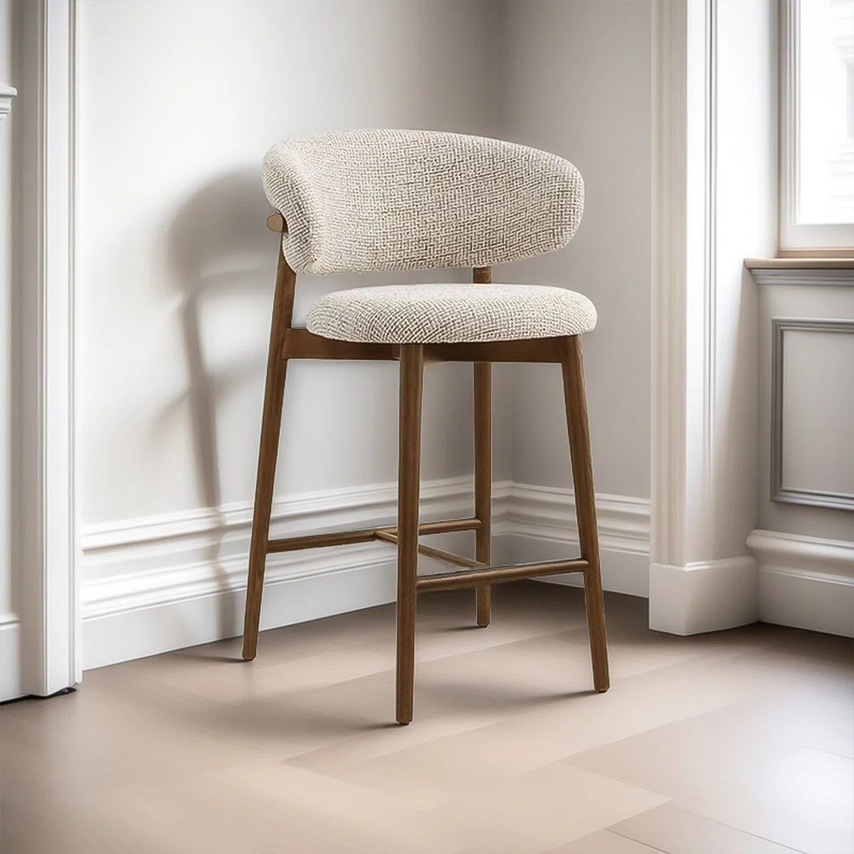 Modern Minimalist Solid Wood Bar Stools with Cushion | Wayfair North America