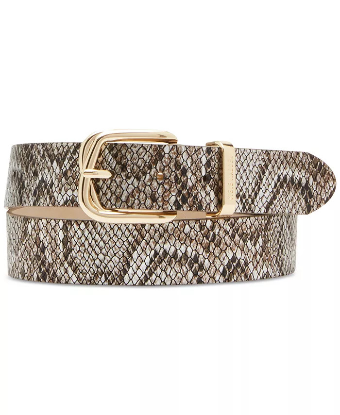 Steve Madden Women's Twisted Buckle Snake-Embossed Belt - Macy's | Macy's