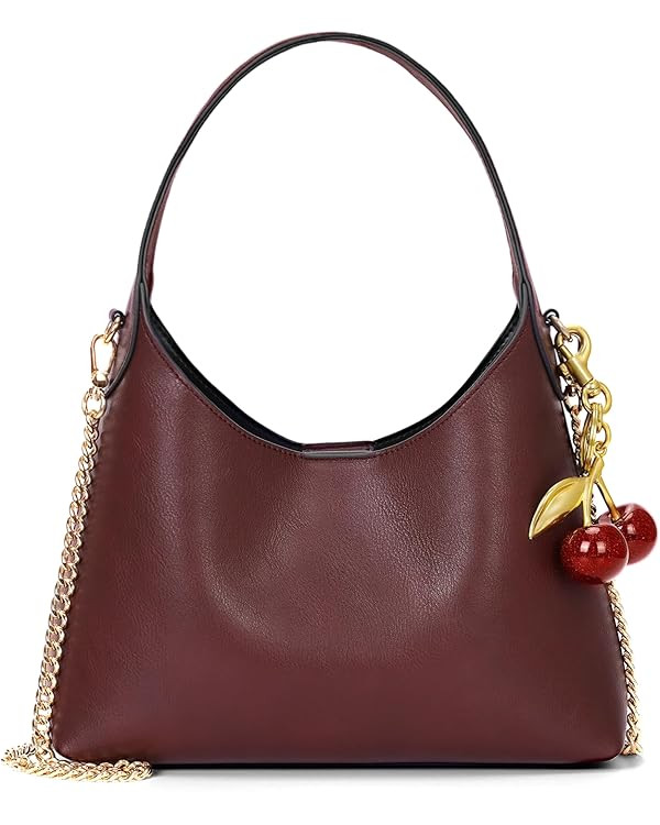 JQWSVE Shoulder Bags for Women Small Tote Purse with Cherry Bag Charm Trendy Leather Handbag Fall... | Amazon (US)