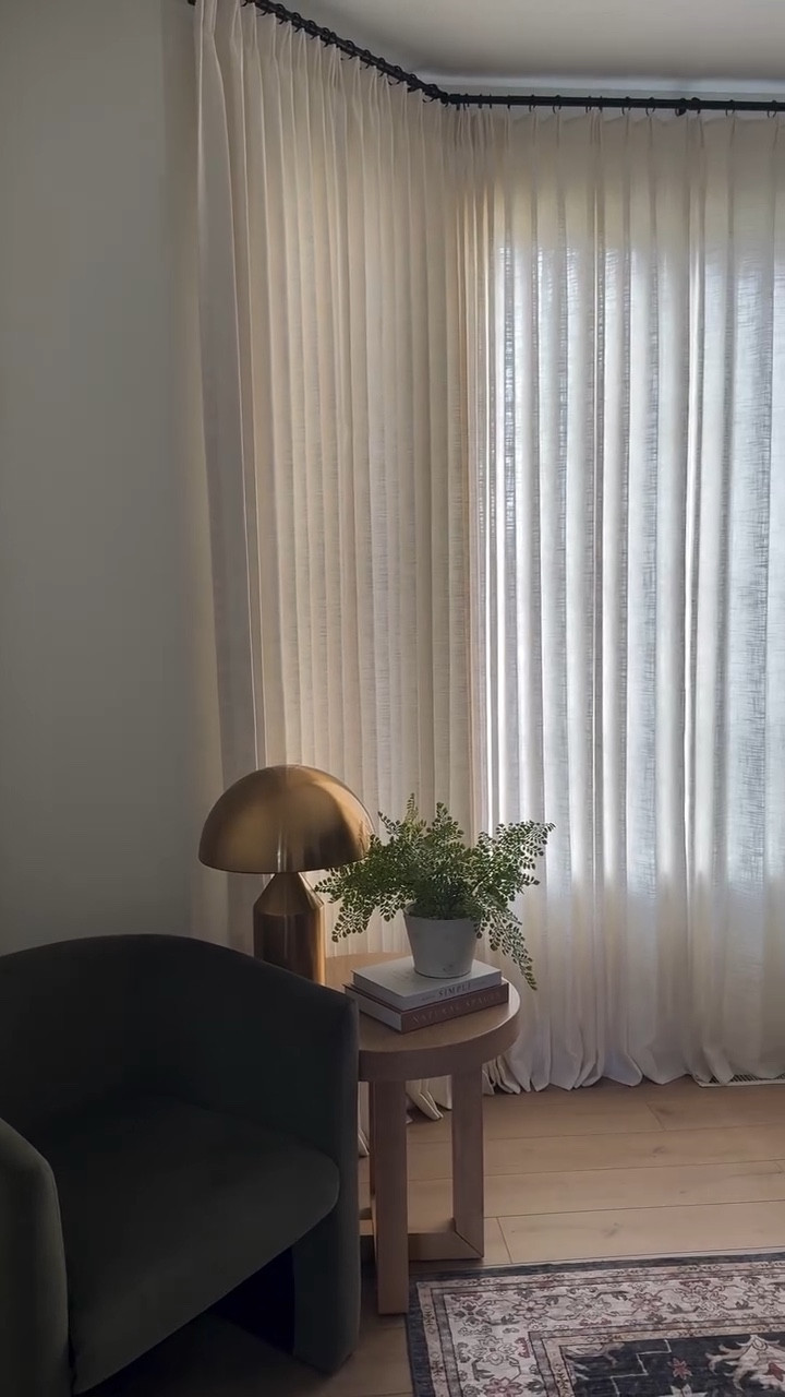 Added the perfect finishing touch to the home office. These bay windows are my favorite feature in the space — dressing them up instantly made the whole room feel warmer and more inviting.

Use: XHULJA17 for 17% OFF - the shade I have is Ivory white 

#home #drapes #homerilla #curtains #instahome