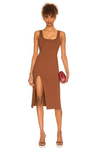 NBD Thom Midi Dress in Chocolate Brown from Revolve.com | Revolve Clothing (Global)