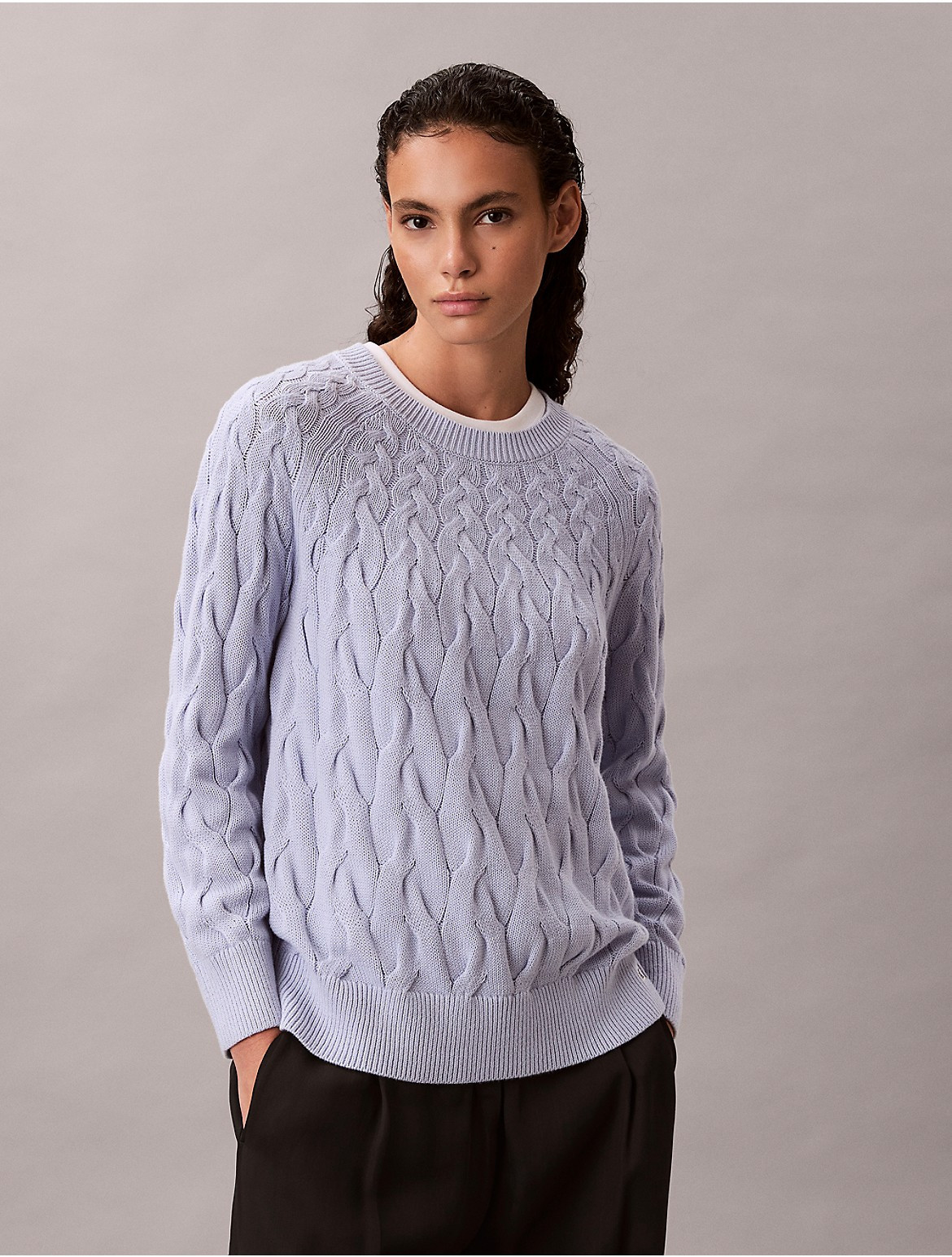 Calvin Klein Women's Cable Knit Sweater - Purple - S | Calvin Klein (US)