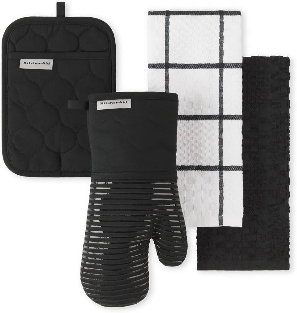 KitchenAid Quilted Cotton Terry Cloth Oven Mitt, Pot Holder Heat Resistant, 16"x26", 7"x13" & 7"x... | Amazon (US)