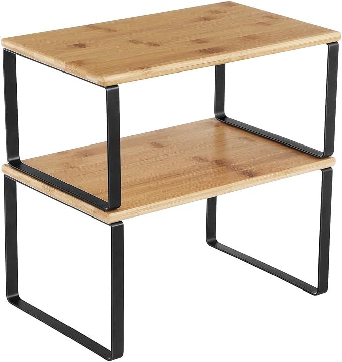 SONGMICS Cabinet Organizer Shelf, Set of 2 Kitchen Counter Shelves, Stackable, Expandable, Metal ... | Amazon (US)