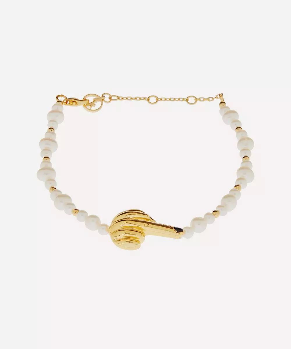 Gold-Plated French for Goodnight Pearl Bracelet | Liberty London (UK)