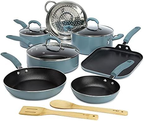 Goodful Cookware Set with Premium Non-Stick Coating, Dishwasher Safe Pots and Pans, Tempered Glas... | Amazon (US)