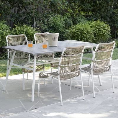 Longino Outdoor Stacking Patio Dining Chair with Cushion Highland Dunes | Wayfair North America